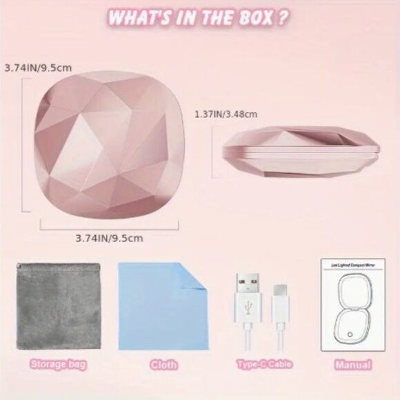 White Rechargeable LED Light Compact Mirror NEW - Picture 3 of 5